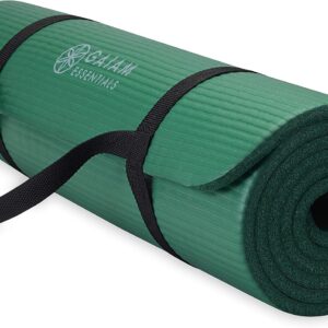 Gaiam Thick Yoga Mat, Exercise & Fitness Mat with Easy-Cinch Carrying Strap